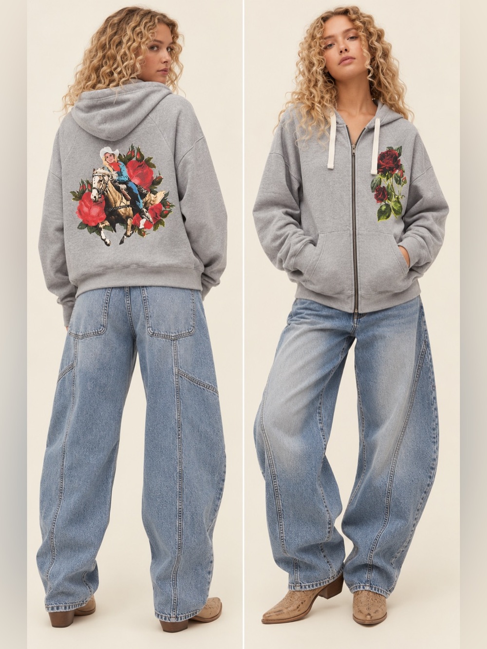Rodeo Quincy Grey Zip Up $128 MSRP